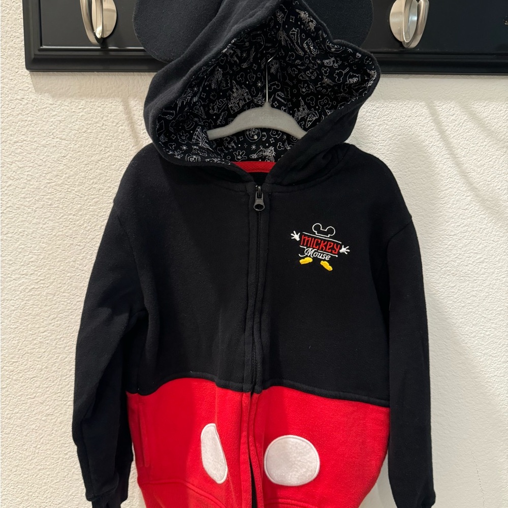 Disney Mickey Mouse Black and Red Zip-Up Hoodie